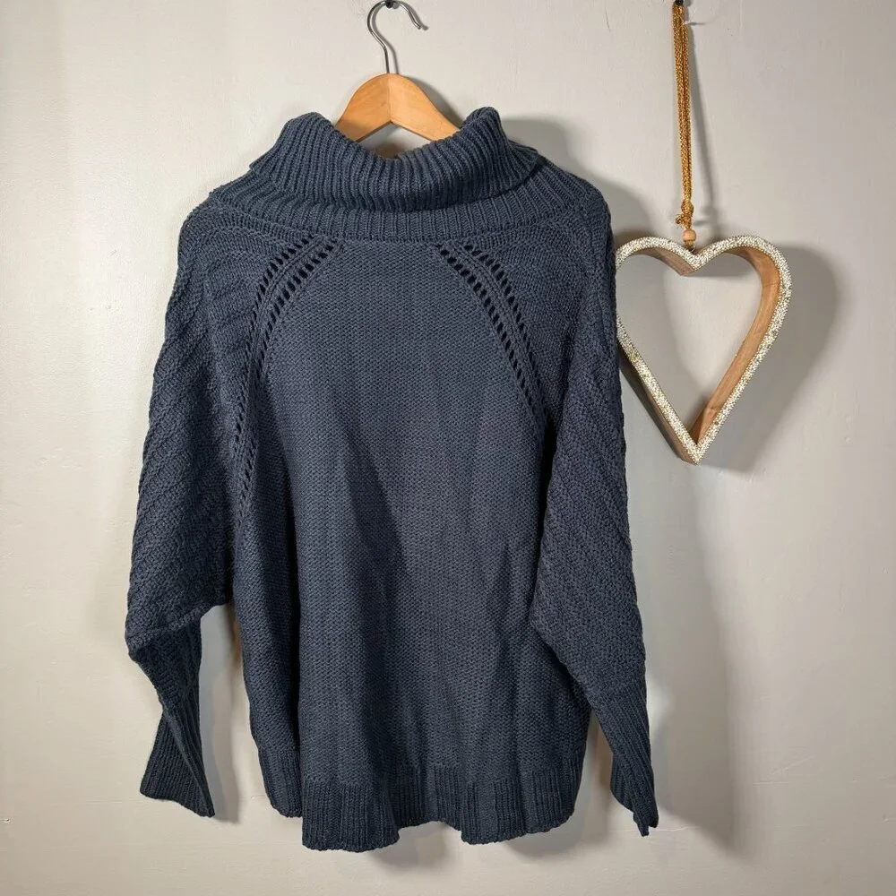 Chunky Braided Cable Stitch Knit Turtleneck Academia Cottagecore Sweater LARGE